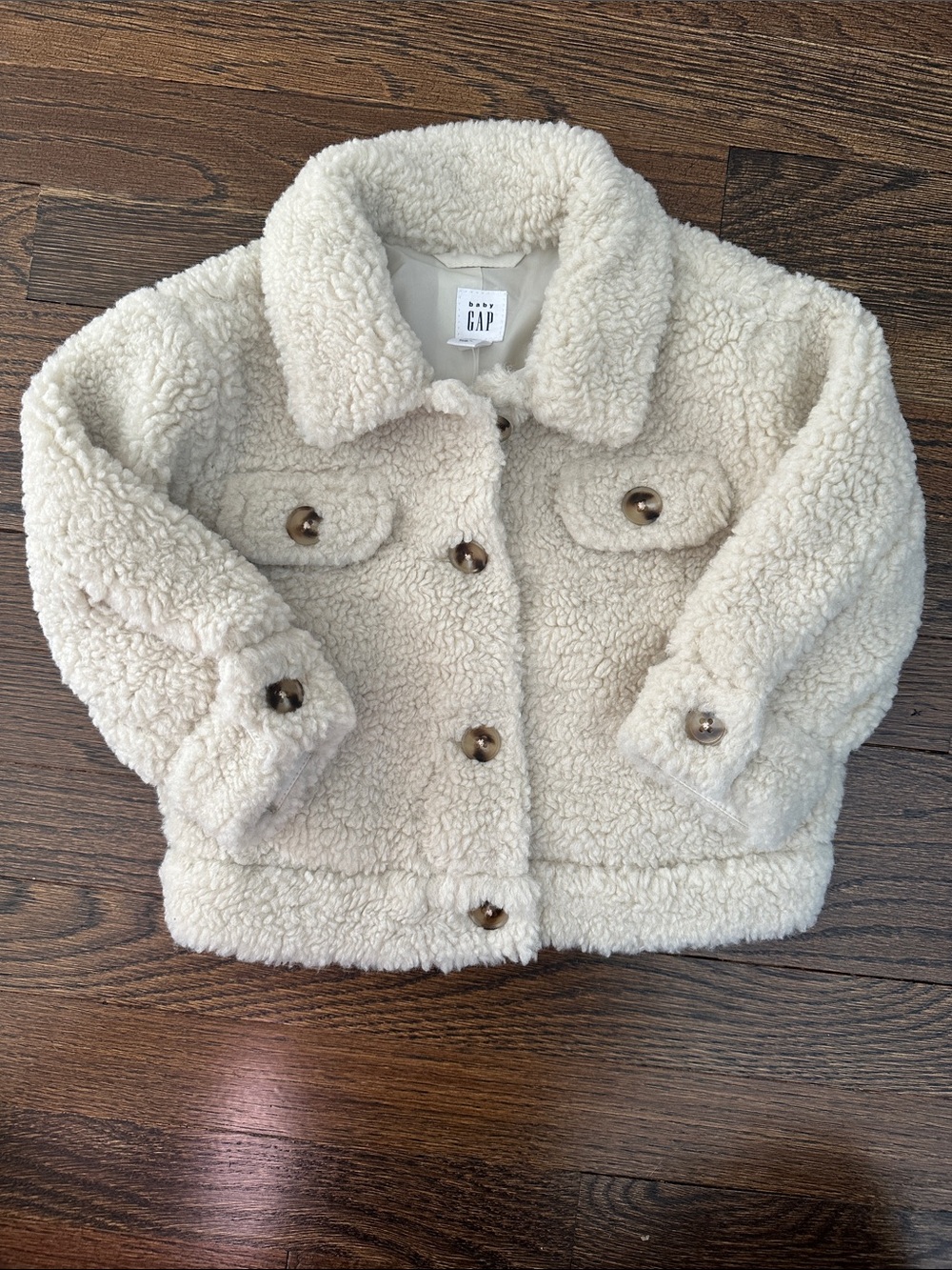 GAP Cream Sherpa Button-Up Jacket for Kids